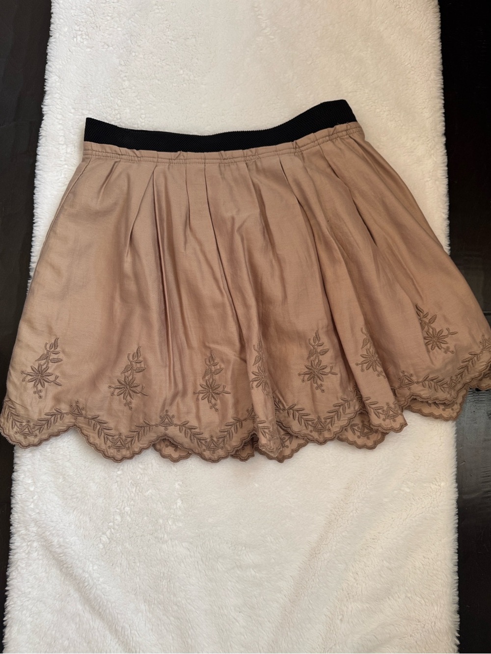 Zara Blush Pink Embroidered Scallop Hem Skater Skirt Size S